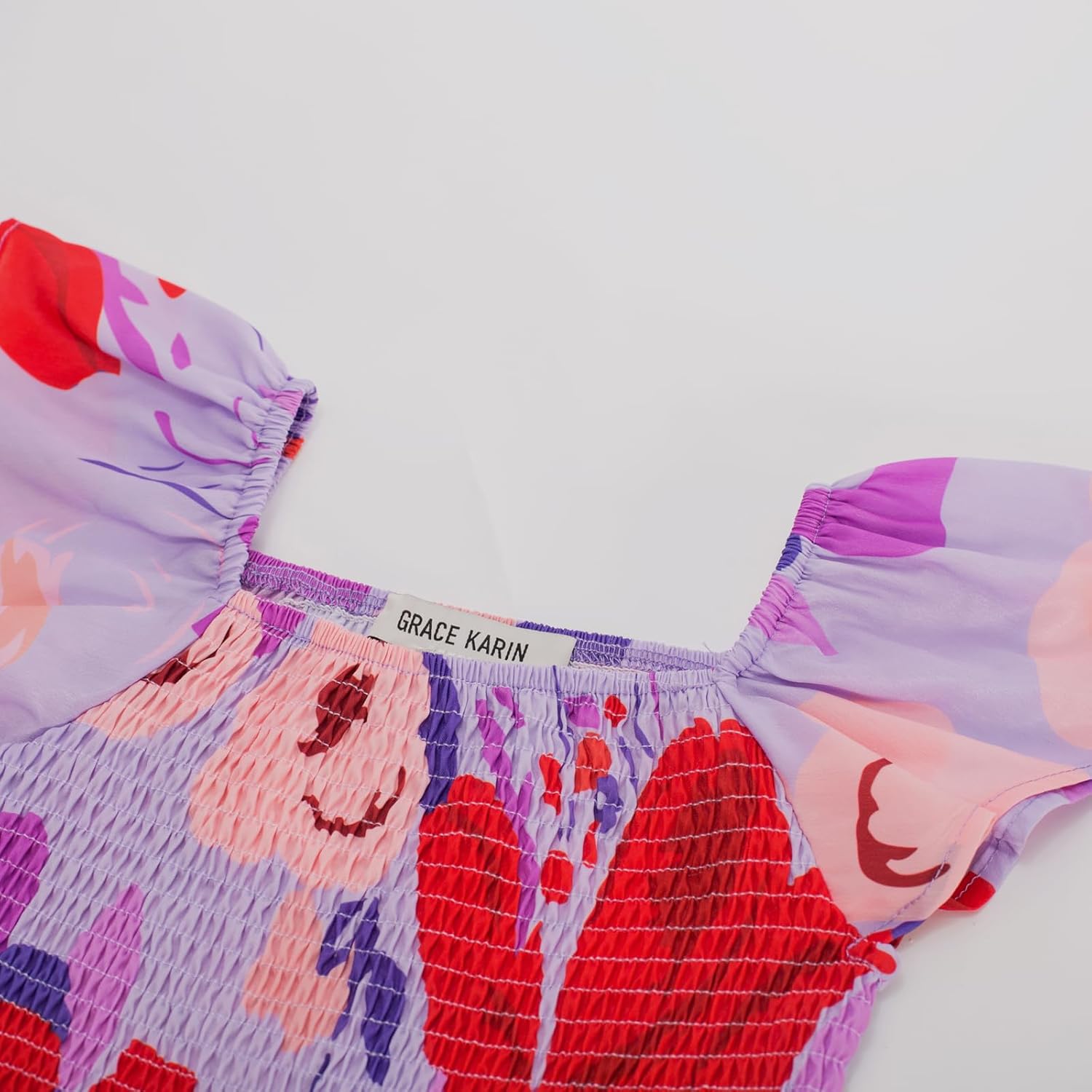 GRACE KARIN Girls Flutter Sleeve Floral Dresses Girl Long Midi Spring Dress Kids Smocked Flare Summer Dress 6-16Y - Image 4