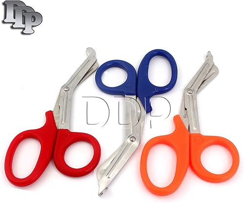 DDP Juego de 3 tijeras de grado premium (naranja, rojo, azul) para uso paramédico, trauma, EMT, EMS de acero inoxidable de 5.5 pulgadas