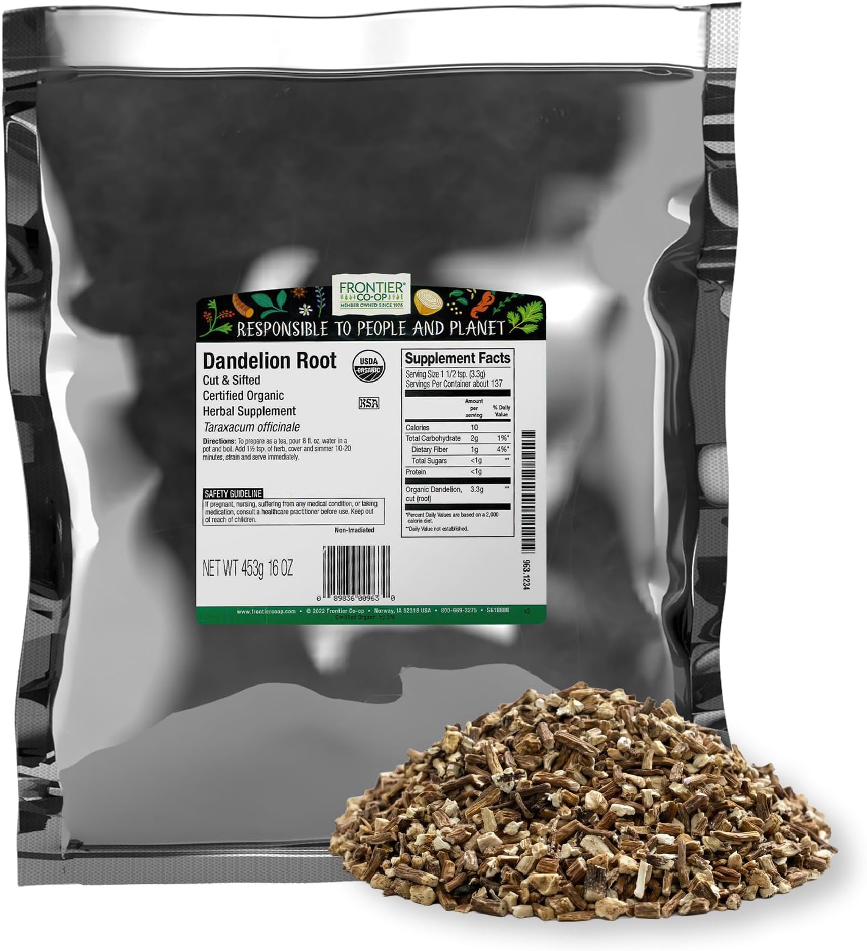 Frontier Co-op Organic Cut & Sifted Dandelion Leaf, 1 LB