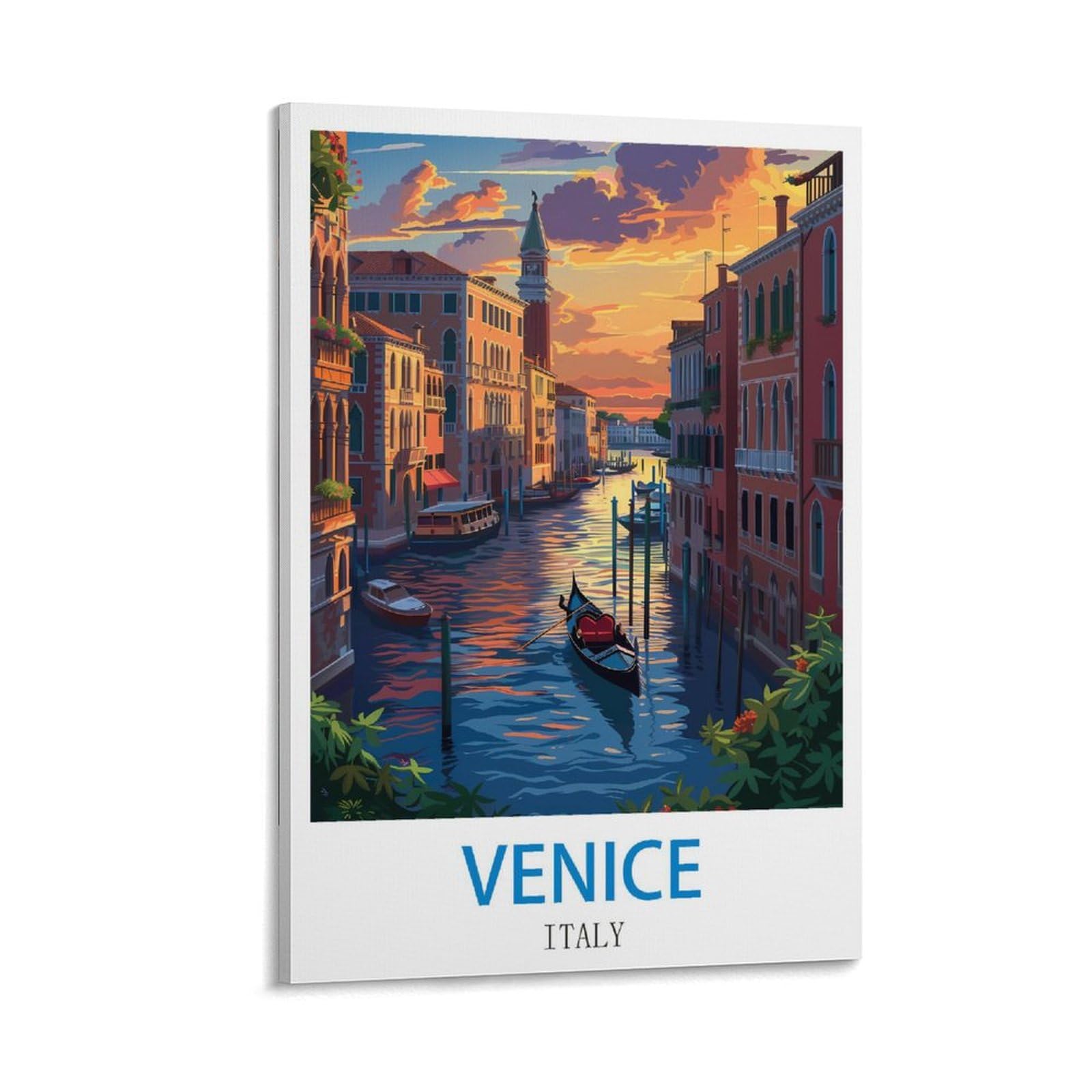 Zhilijing Frame-Style Venice Italy Vintage Travel Posters 12X18inch(30X45cm) Decorative Painting Canvas Wall Posters And Art Picture Print Modern Family Bedroom Decor Posters