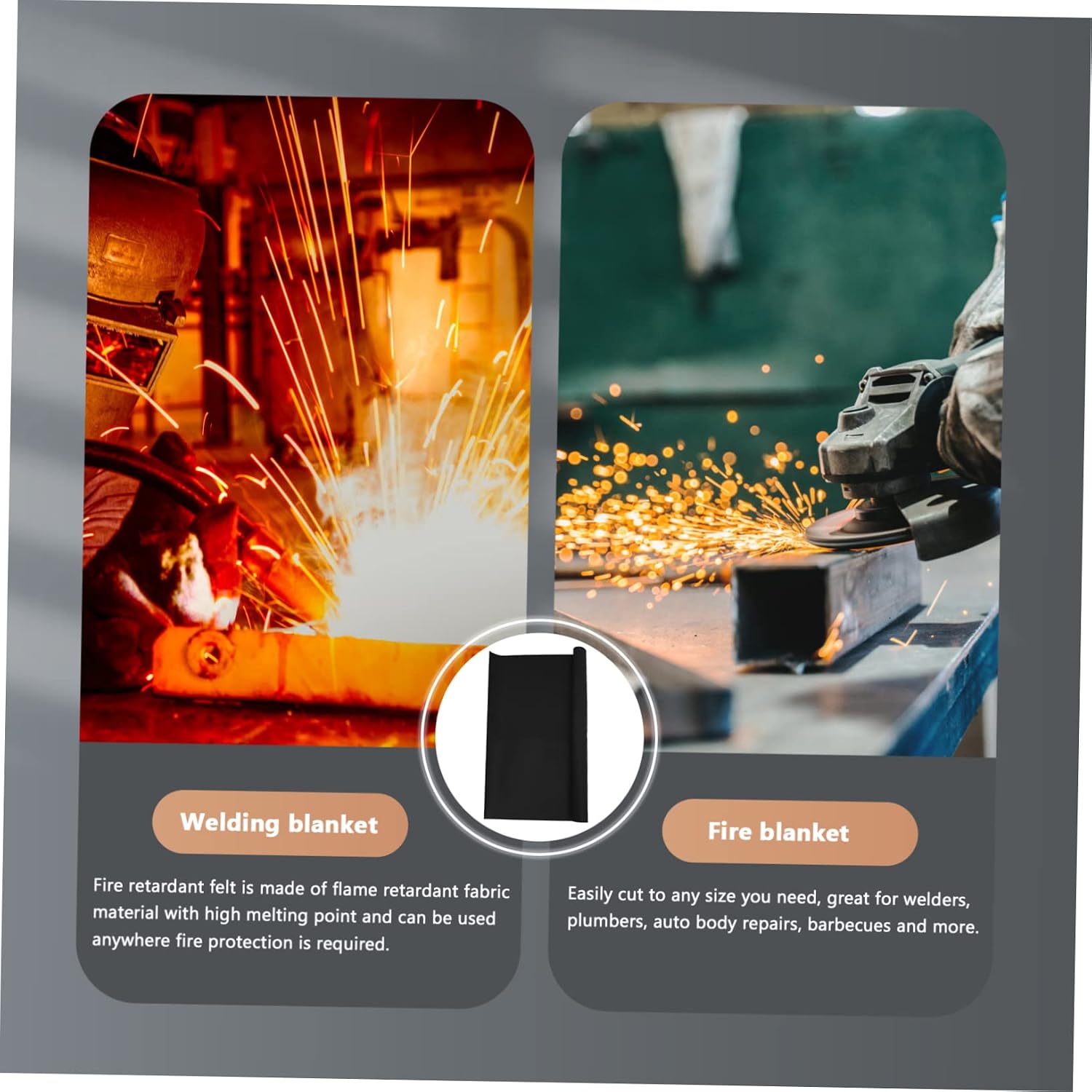Cuttable Fireproof Welding Blanket Black Flame Retardant Felt for Home Use Auto Body Repair and Welding Applications High-temperature Resistant Insulation Mat