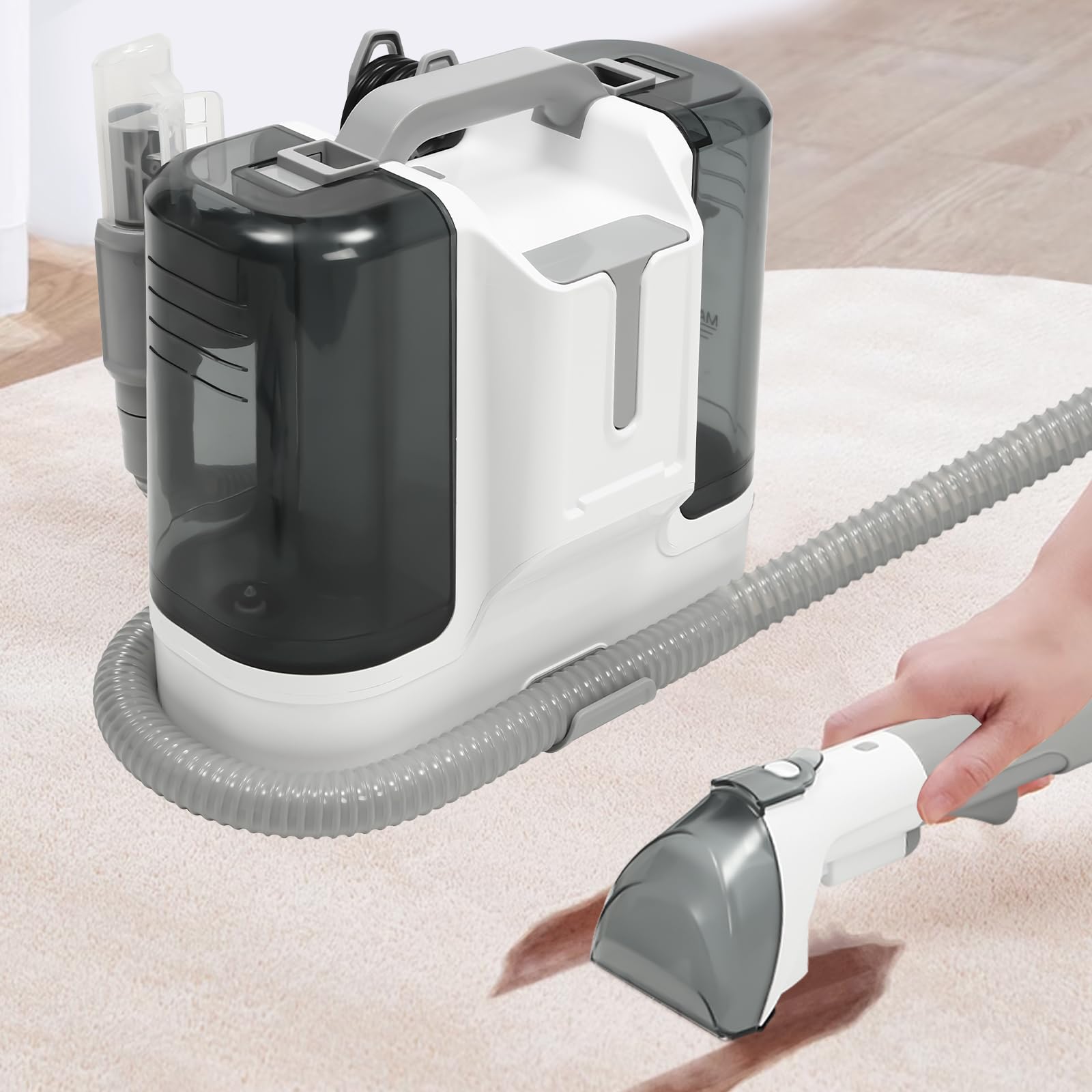 K15-AC Pulitore per interni, Pulitore per tappeti, con funzione di aspirazione a umido e a secco, Aspirazione 11 chilopascal, Serbatoio acqua da 1,8 litri, adatto per tappeti, auto e divani