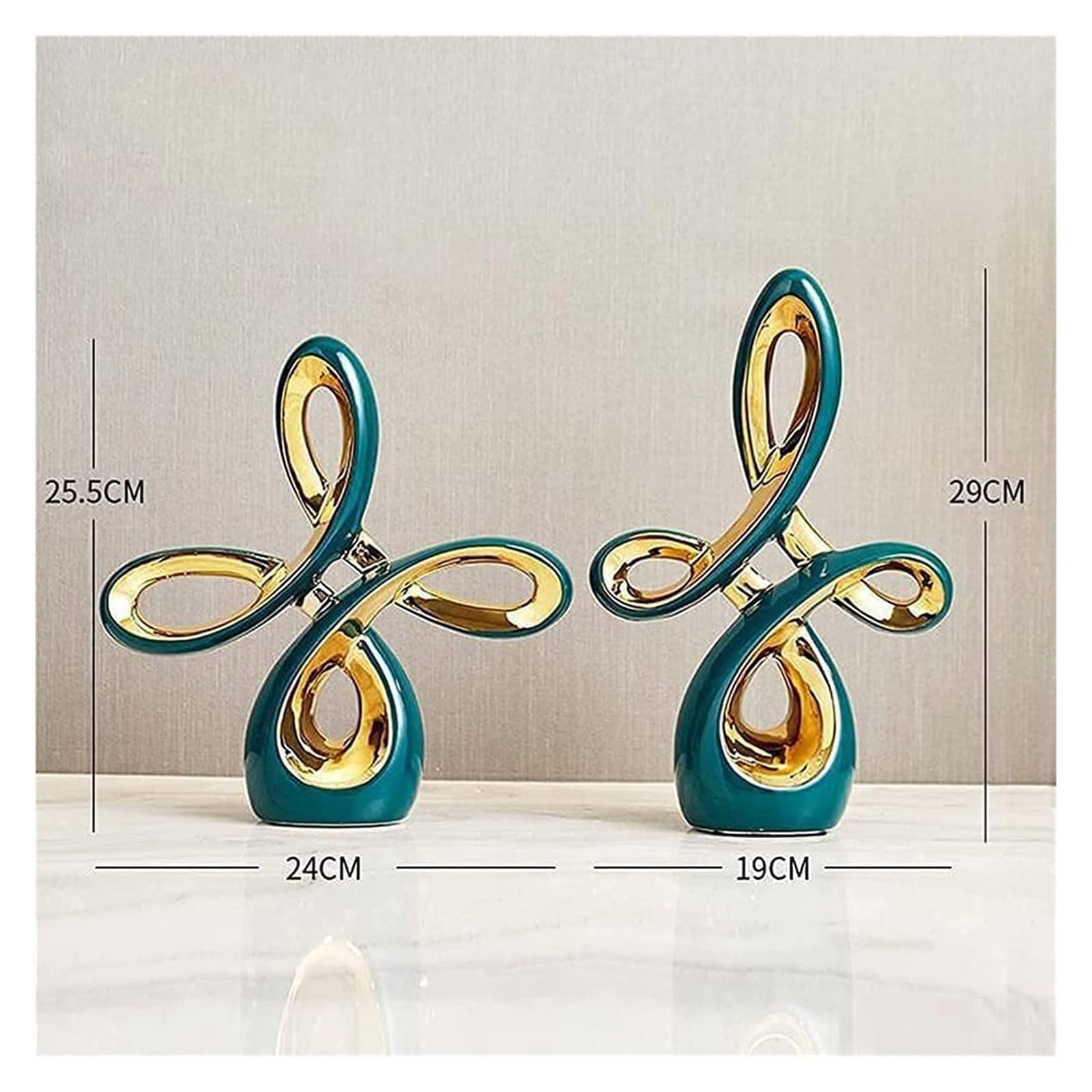 LGYKUMEG Elegante Coppia di sculture in Ceramica,Ceramica A Spirale Decorativa, Decorazione Soggiorno Moderna,per Decorare Soggiorno, Ufficio, Bar, Stanza, Decorazione Scrivania, Regalo,Argento