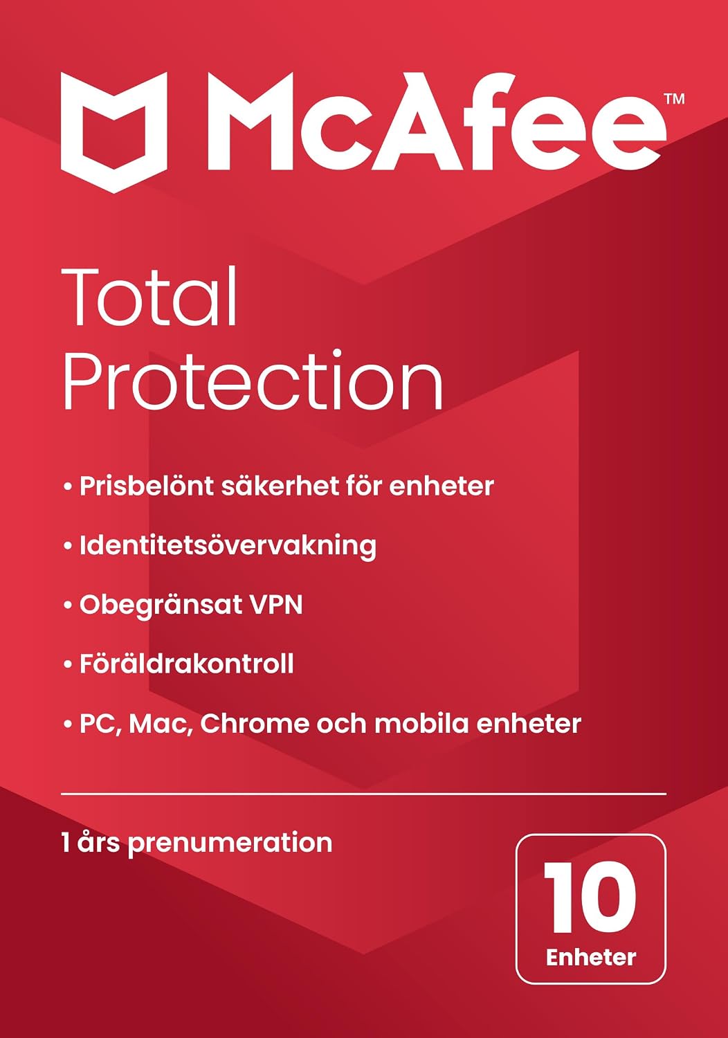 McAfee Total Protection 2022 | 10 enheter | Säkerhetspaket med antivirus | VPN, Lösenordsh