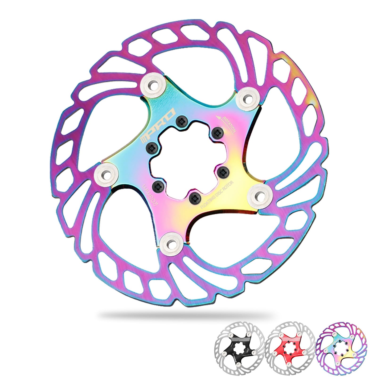 BUCKLOS IIIPRO 140mm 160mm 180mm 203mm Floating Bike Disc Brake Rotor with 6 Bolts, Mountain Bike MTB Stainless Steel Bicycle Disc Brakes Rotors for Road Bike/Ebike/BMX(Multicolour)