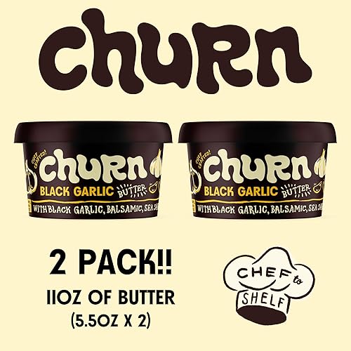 Miniatura 48 de Churn Mantequilla de ajo y chalota, mantequilla saborizada mezclada con mantequilla orgánica alimentada con hierba (5.5 onzas, paquete de 2) – Sin