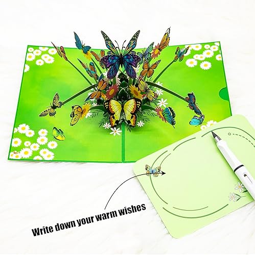 Miniatura 6 de Flying Butterflies - Tarjeta desplegable de mariposa 3D, tarjeta de cumpleaños de mariposa con diseño de mariposas para el día de San Valentín,
