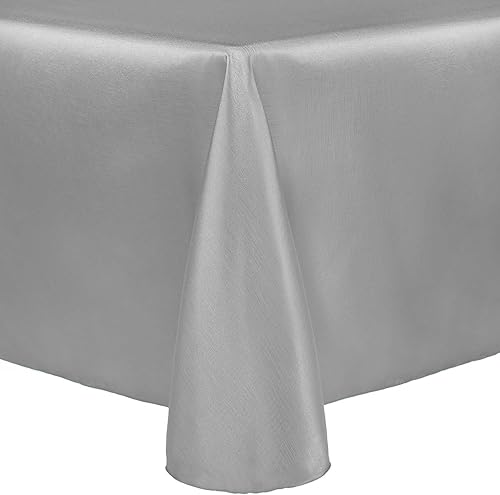 ULTIMATE TEXTILE Majestic - Mantel ovalado reversible Shantung Satin (52 x 70 pulgadas), color plateado