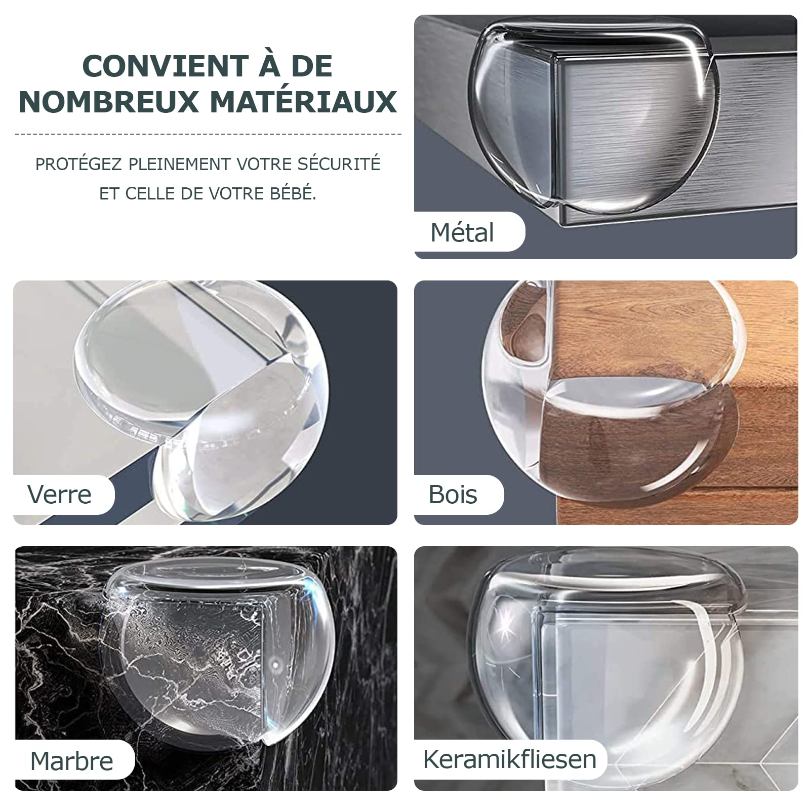 BillyBath Protections Coin de Table pour Bébé - Protections d'angle pour Meuble Sécurité Enfant pour Bureau, Berceau, Cheminée, Table, Coins & Bords Molles + sans Danger Rondes Pack de 12