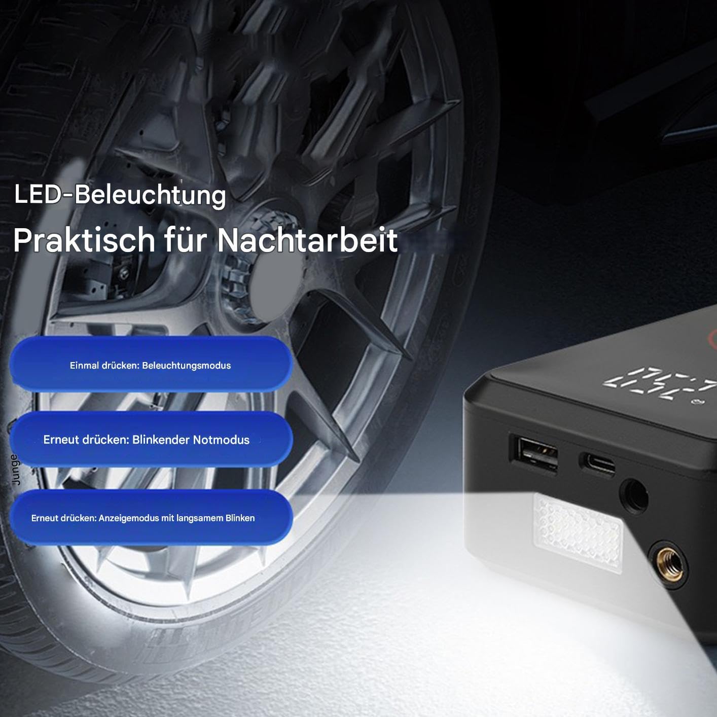Compresseur d'air comprimé électrique et rechargeable avec écran LED et
