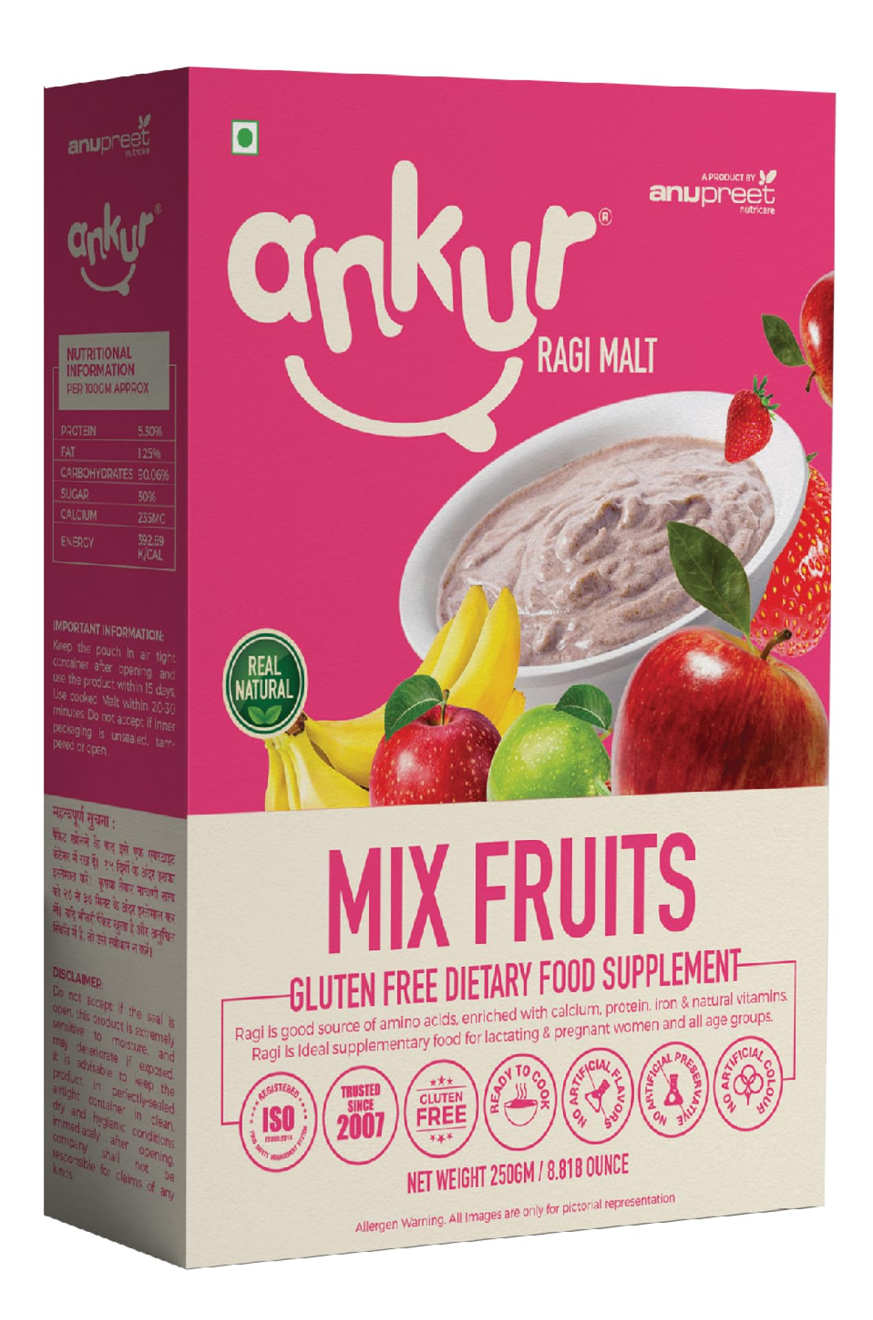 Ankur Mix Fruit Ragi Malt With Sugar Nachani Satva 200 Gm (B0BQ36H6YJ) Amazon Price History, Amazon Price Tracker