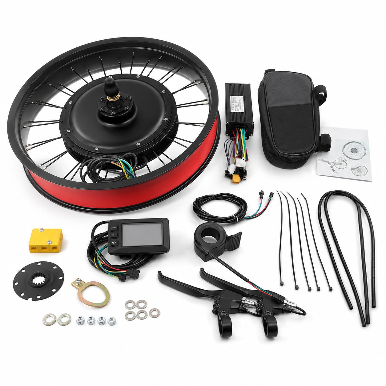 Kit Conversion Vélo Électrique 20 Pouces 48V 1000W, Moteur Roue Arrière sans Balais, Kit E Bike avec Écran LCD, Contrôleur 30A, Capteur PAS, Accélérateur au Pouce, Frein à Disque, Sans Batterie