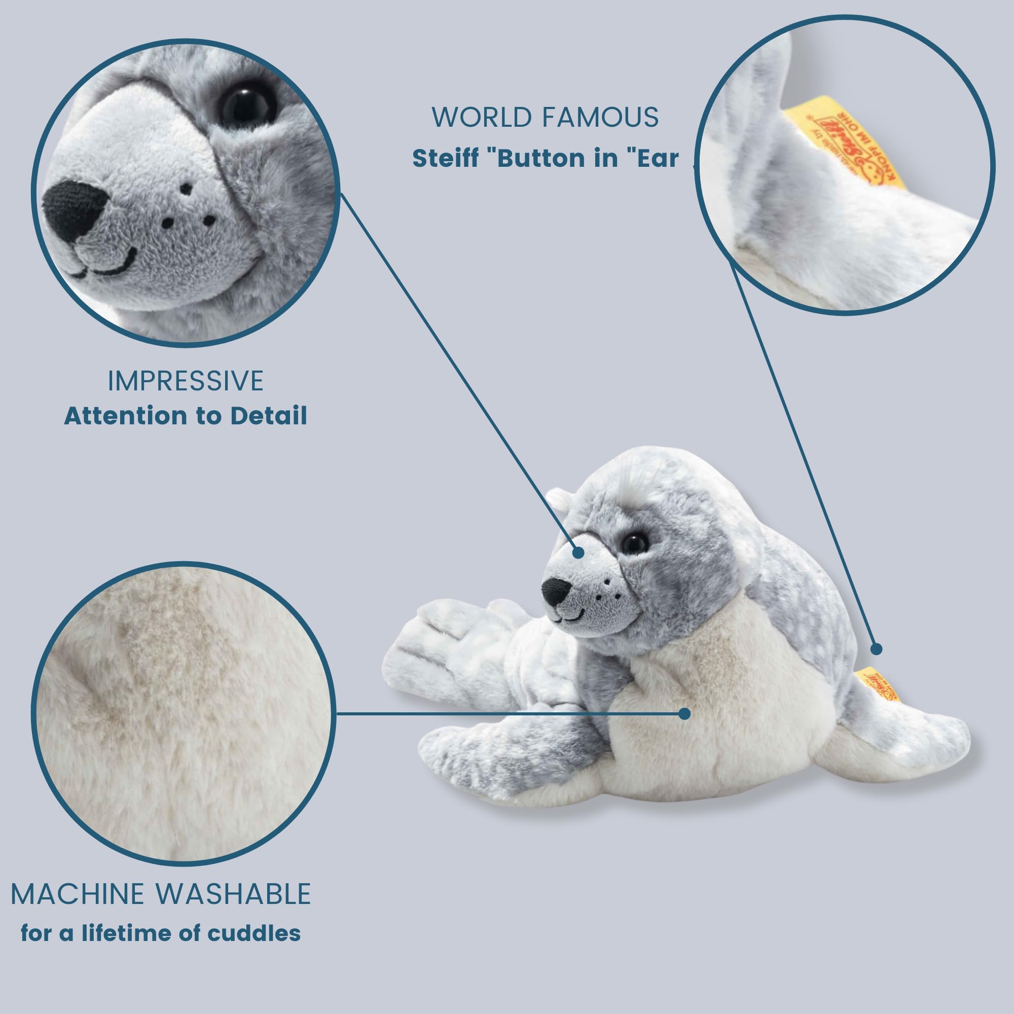 Soft Cuddly Friends Aila Robbe - 40 cm - Kuscheltier für Kinder - weich & kuschelig - waschbar - eisblau (063916)