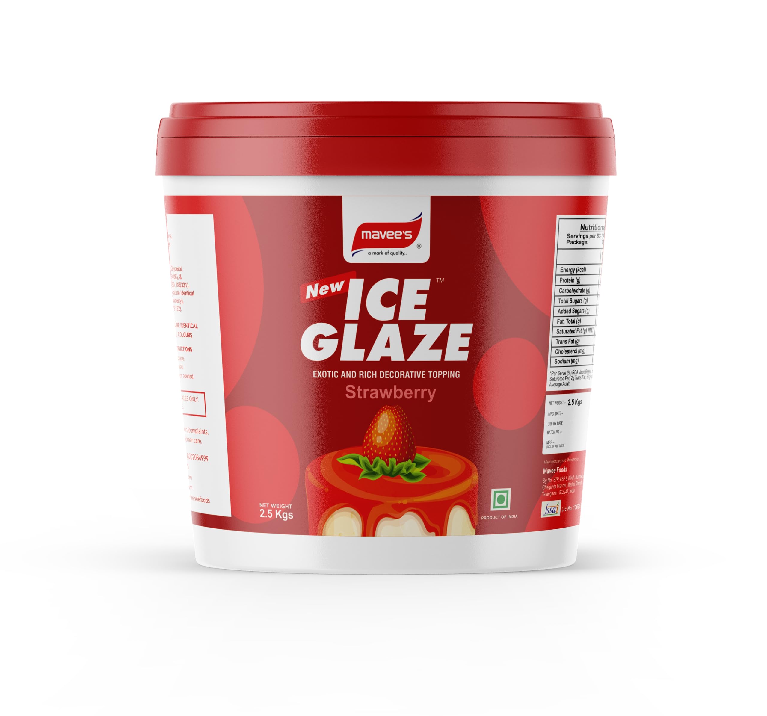Ice Glaze - Strawberry | Premium Gels and Glazing Solutions | Mirror Glaze | Ideal for Cake Icing Decoration & Garnishing | 2.5 Kgs