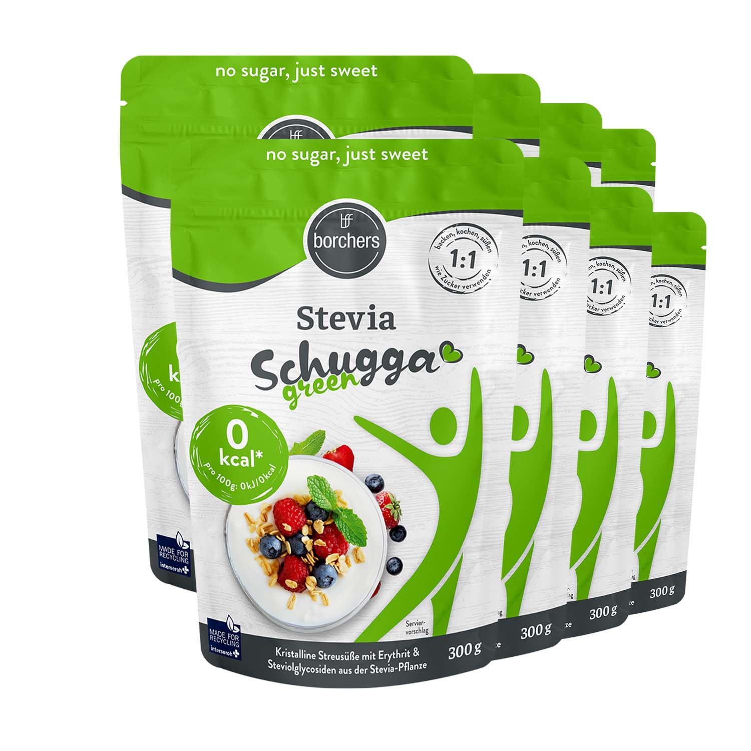 BORCHERS Schugga green, Kristalline Streusüße 300g, Stevia