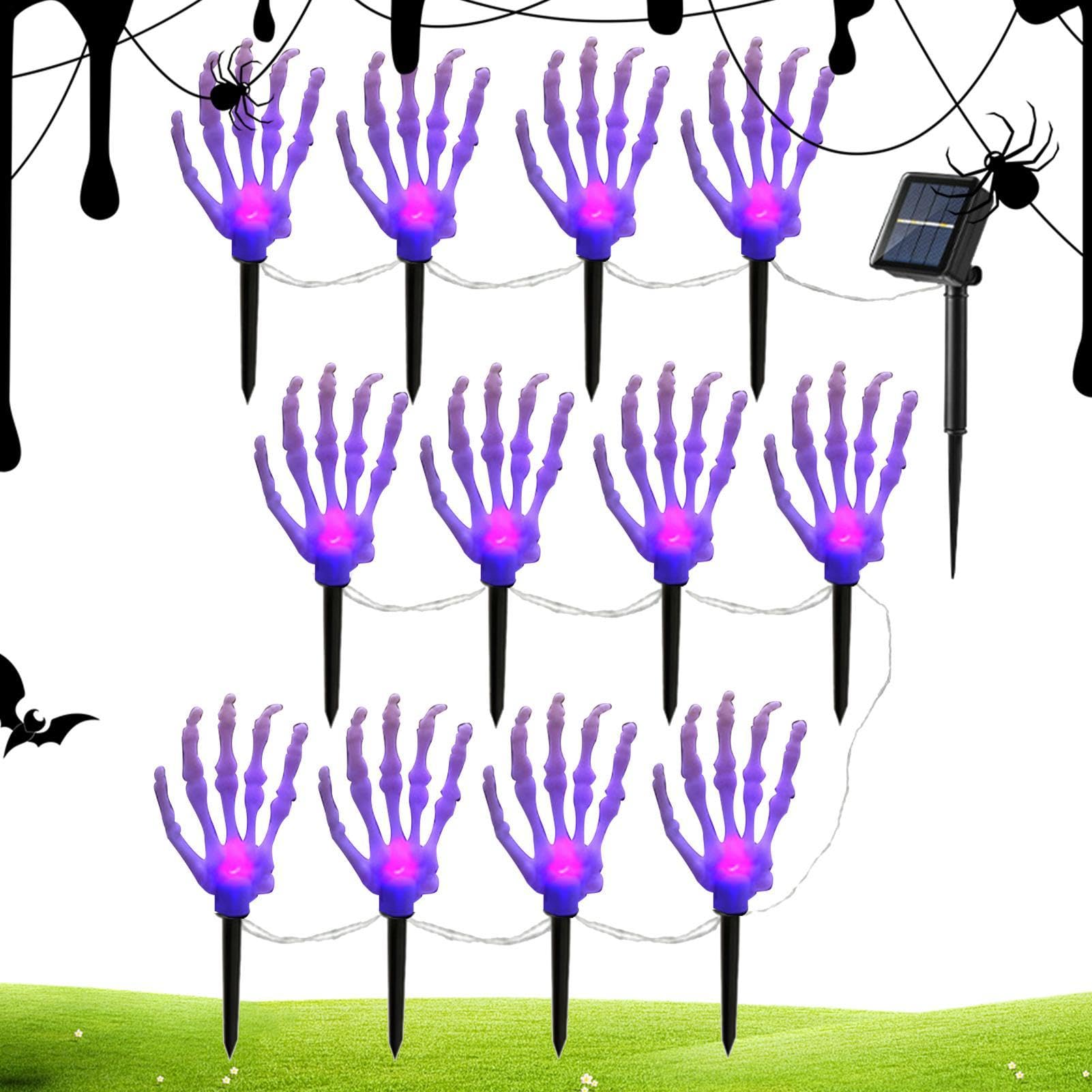 Lampy solarne na Halloween, szkieletowe ramię kości LED, dekoracja zewnętrzna z | Zewnętrzne lampy solarne do drzwi wejściowych, tarasu, trawnika, parku, krajobrazu, ziemi, cmentarza,