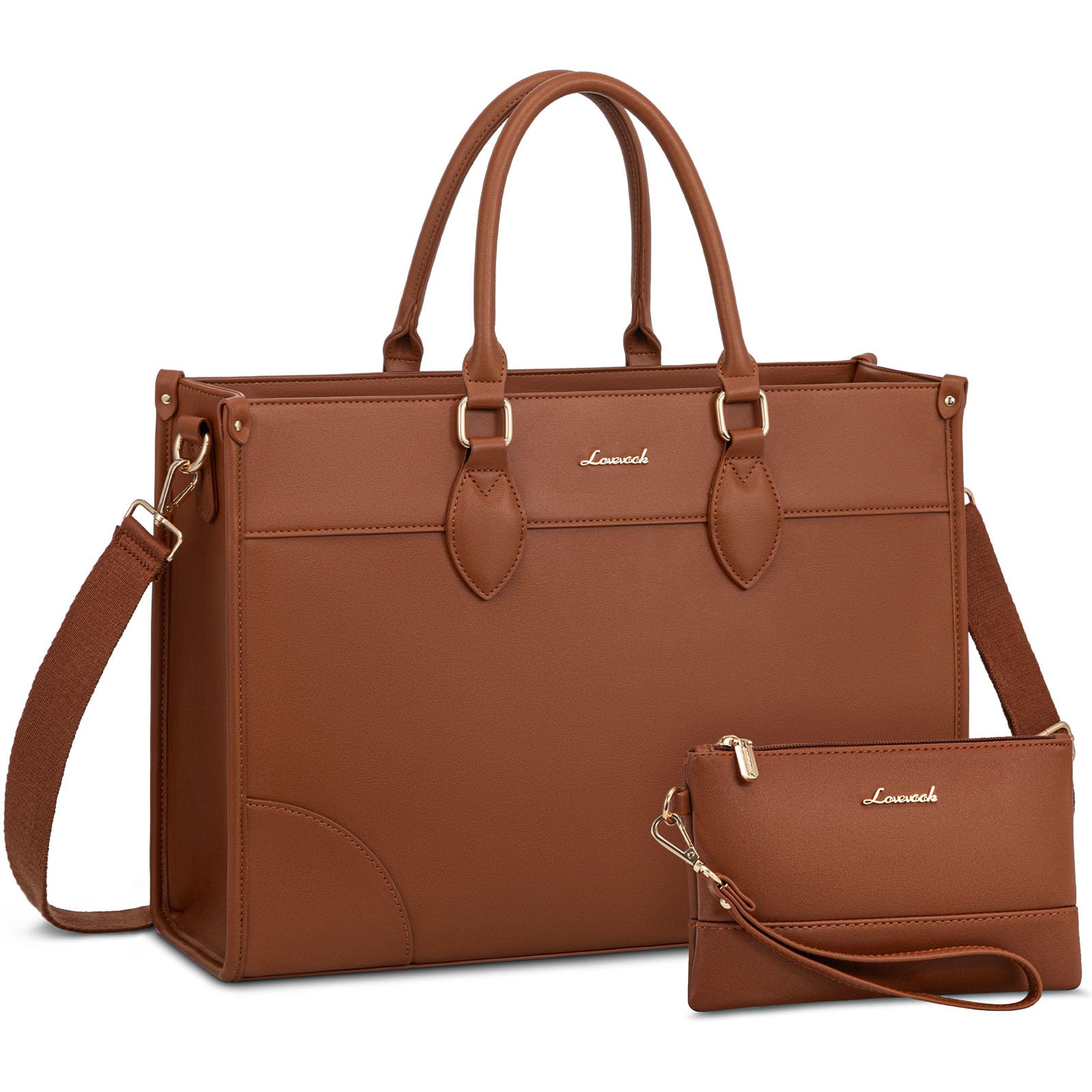 LOVEVOOK Laptop Bag for Women 15.6 lnch,Waterproof Laptops Tote Bags for Womens,Professional Work Bags for Women with Cup Holder,Large Laptop Purse Computer Briefcase Office Teacher Clutch Bag,2 PCS