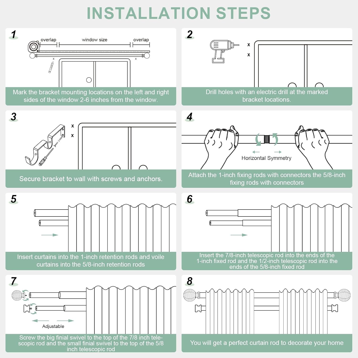 Boho Wooden Curtain Rods for Windows 66 to 120:TANGWIN 1" Heavy Duty Double Curtain Rod with Imitation Wood Grain Finials Farmhouse Decorative Wood Curtain Rod Dual Adjustable for Living Room Bedroom