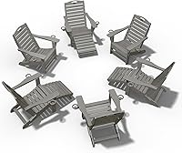 Vista 23 de Ciokea Juego de 2 sillas plegables Adirondack con otomano retráctil para hoguera, silla de patio con reposapiés extraíble, resistente a