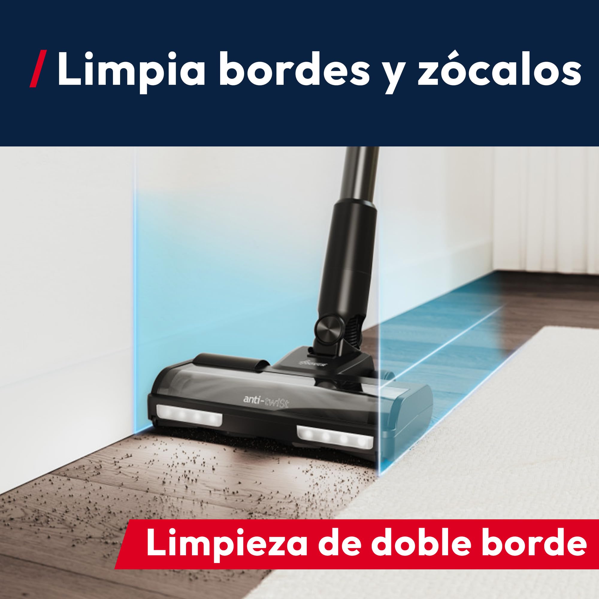 Hoover HF3 Core Aspiradora Sin Cable, 110 AW de Potencia, 60 min de autonomía, tecnología Anti‑Twist, Cepillo multisuelos de Doble Borde, diseño versátil, QuickPark, Formato portátil [HF3CZ10H]
