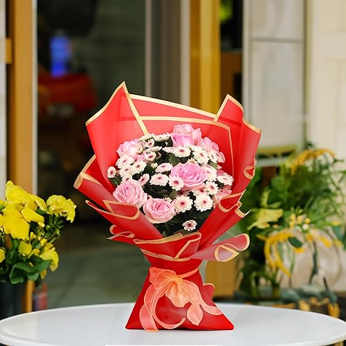 Miniatura 5 de JOYIT 20 hojas de papel de regalo de flores, papel de regalo de ramo de flores para embalaje de manualidades, papel de flores impermeable para