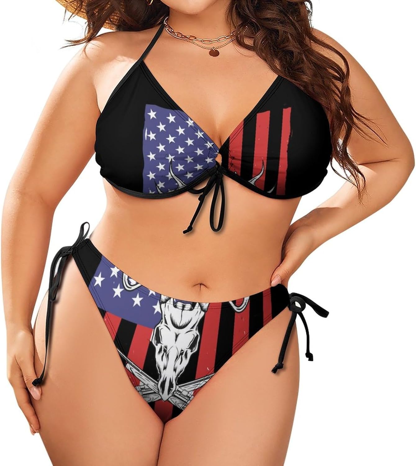 Women Plus Size Two Piece Bathing Suits Top with Bottom Bikini Set Sexy Swimwear for Party Cruise Beach