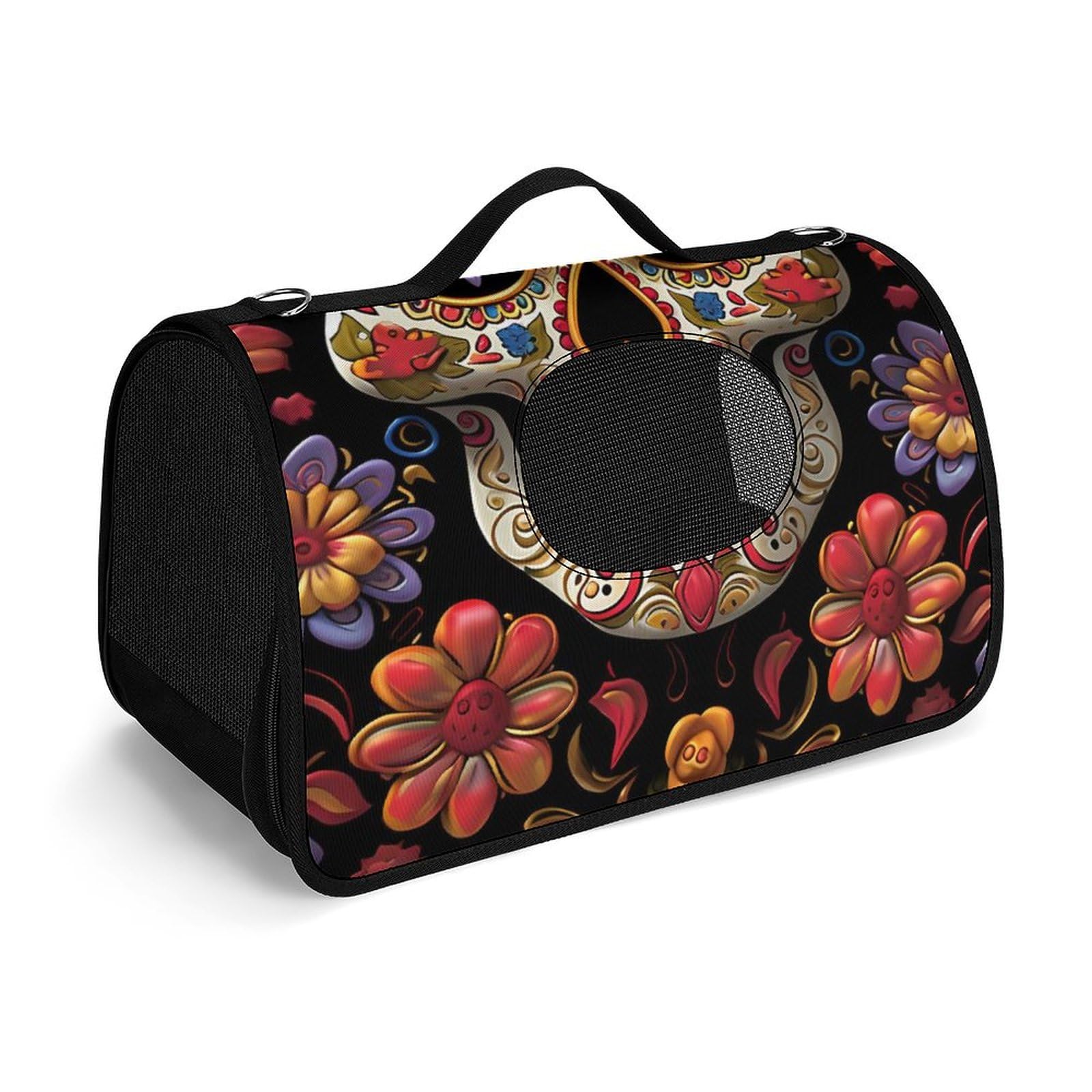 Sac à main pour animal domestique anti stress motif crânes en sucre colorés