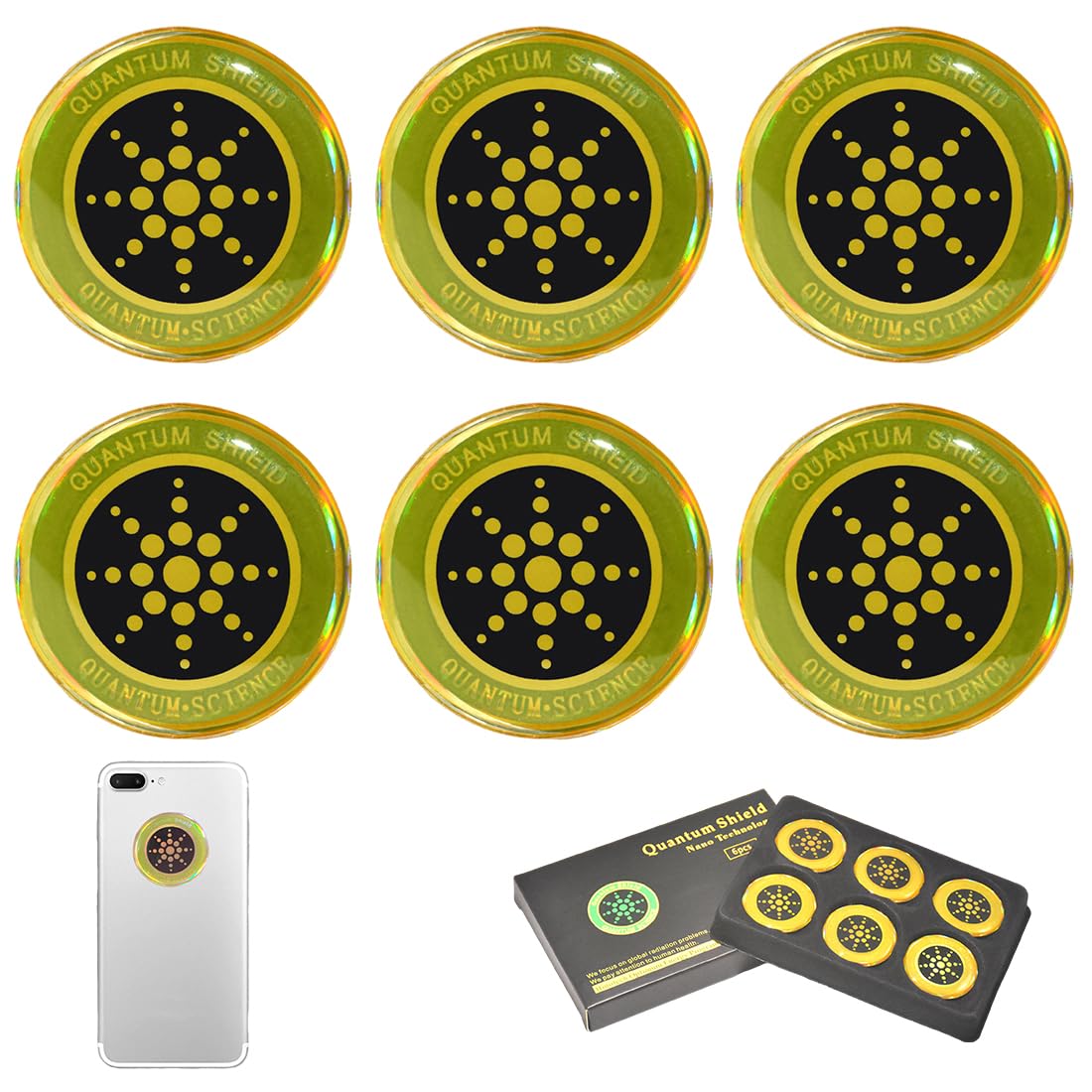 GXGM 6 Pezzi Protezione Cadiazioni Cellulare Adesivi Anti Radiazioni Protezione Anti Onde Elettromagnetiche per Telefoni Cellulari Computer Laptop Microonde Dispositivi, Oro
