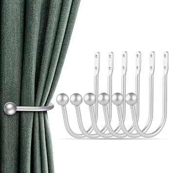 Curtain Holdbacks, 6pcs Curtains Holder Wall Mounted Drapery Tiebacks Retro Window Hook for Home Decor