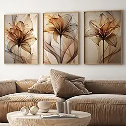 Quadro Decorativo Floral Abstrato em Aquarela Elegância e Arte para Seu Ambiente (Madeira, 50x75, S/Vidro)