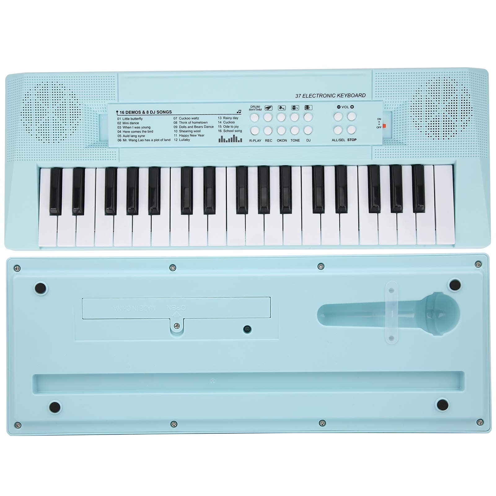 BF ‑ 3738 Musical Electric Keyboard Piano z 37 klawiszami, instrument edukacyjny do nauki klawiatury z regulowaną głośnością muzyki dla początkujących(niebieski)