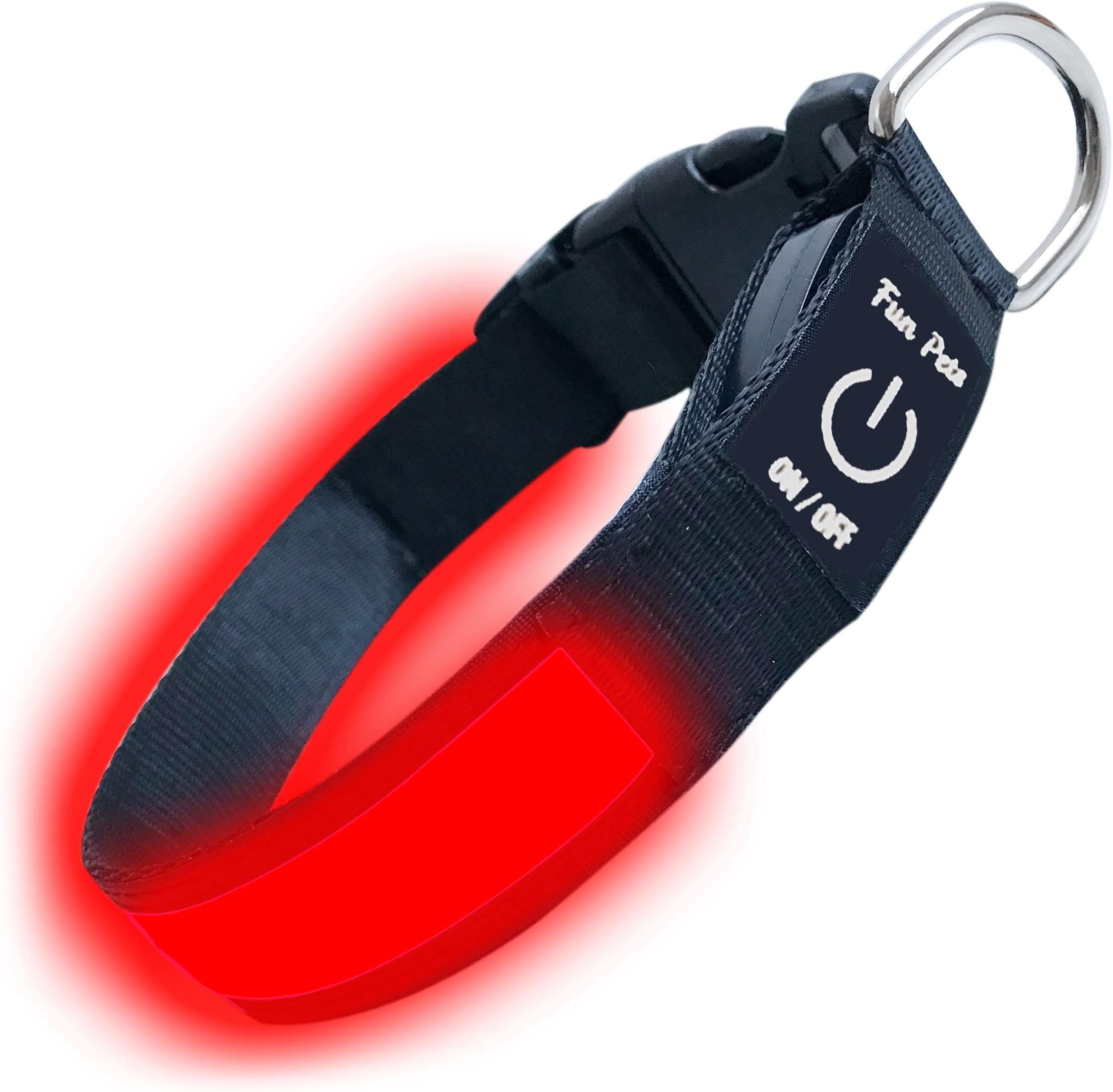 Fun Pets LED Dog Collar in Red - USB Rechargeable Pet Safety Collar - Great Visibility & Improved Safety (30cm - 40cm / 11.8" - 15.7")