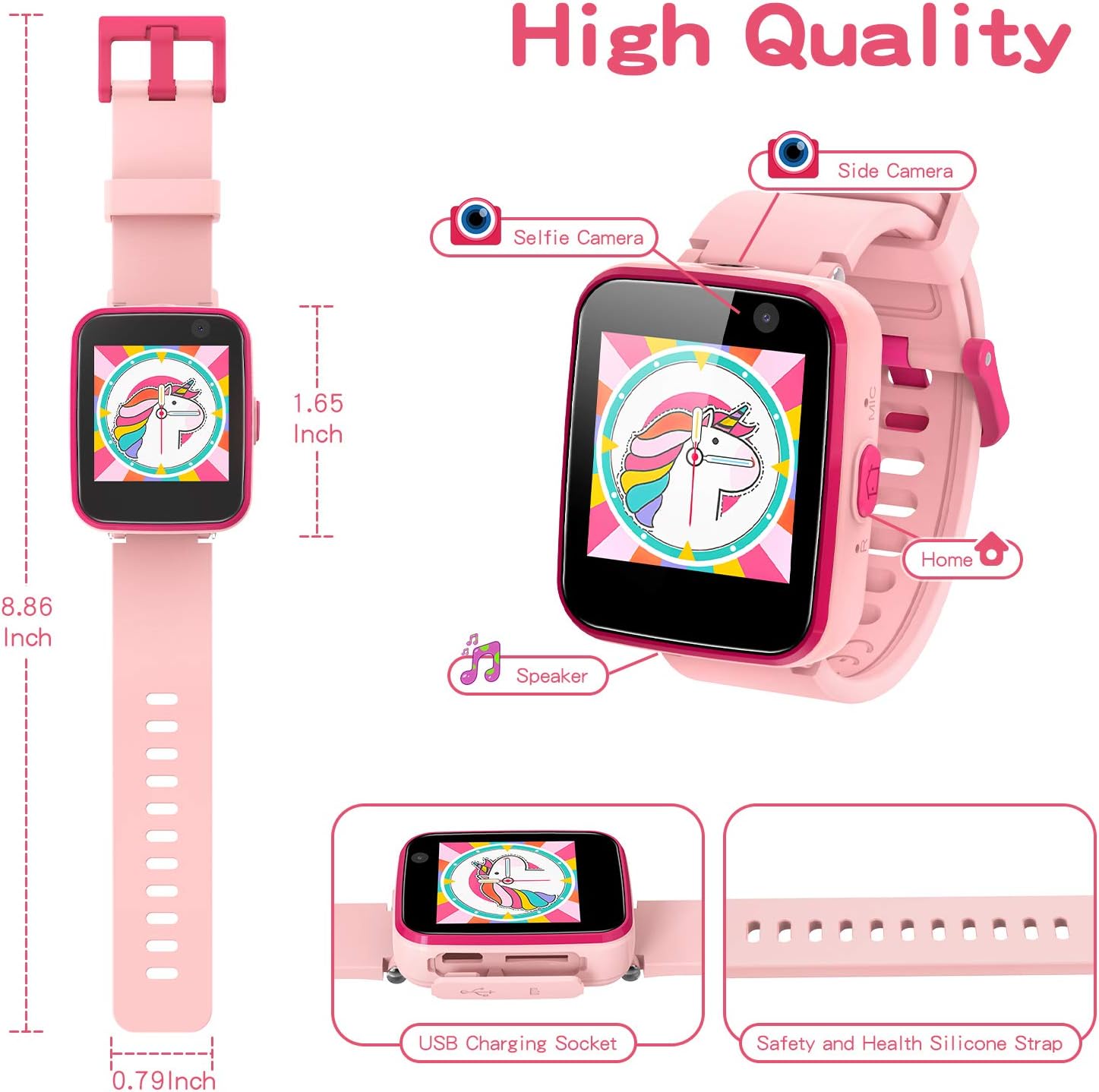 AGPTEK Kids Smart Watch for 3-12 Years Old, Kid Smartwatches with HD Dual Camera, Touchscreen, Educational Games, Music Player, Toddler Watch Learning Toys Birthday for Girls : Toys & Games