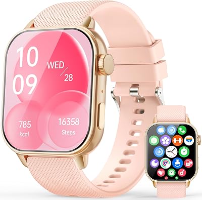 MFVLP Reloj inteligente para hombre y mujer, 1,85 pulgadas, HD, AMOLED táctil, con llamadas Bluetooth, 120 modos deportivos, rastreador de fitness con monitor de sueño SpO2, resistente al agua IP68