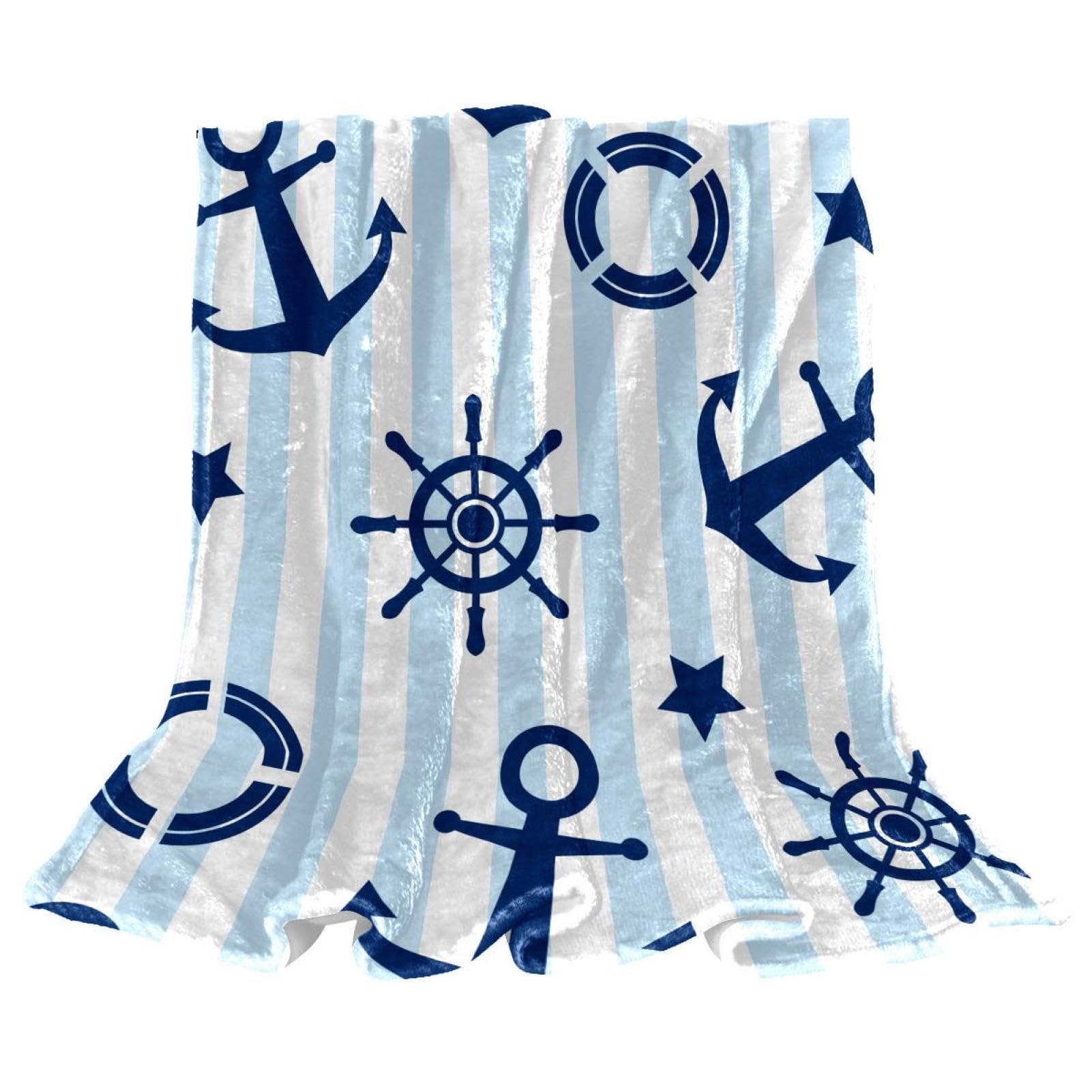 Couverture de lit polaire rayures nautiques plaid canapé salon bureau 150x130