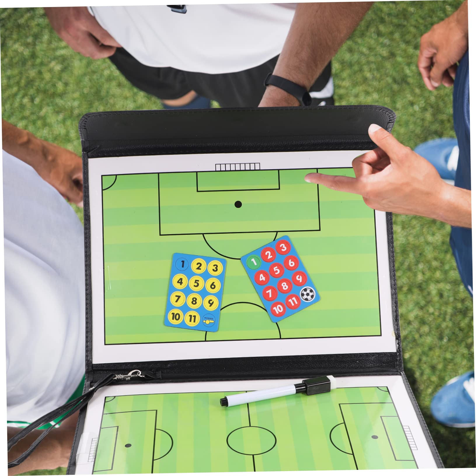 Mikikit Tri-fold Board Soccer Drills Clipboard for Football Training Planning Dry Erase Board for Players