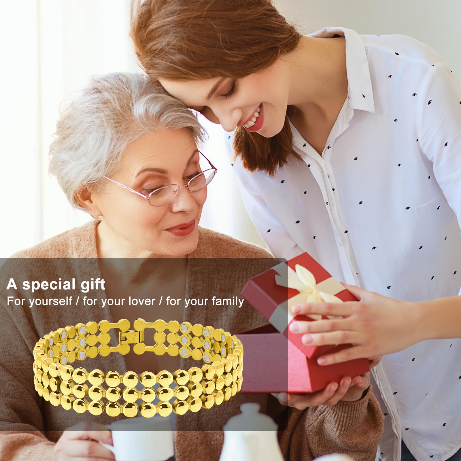 JEROOT Pulsera magnética de titanio para hombre, incluye herramienta de extracción