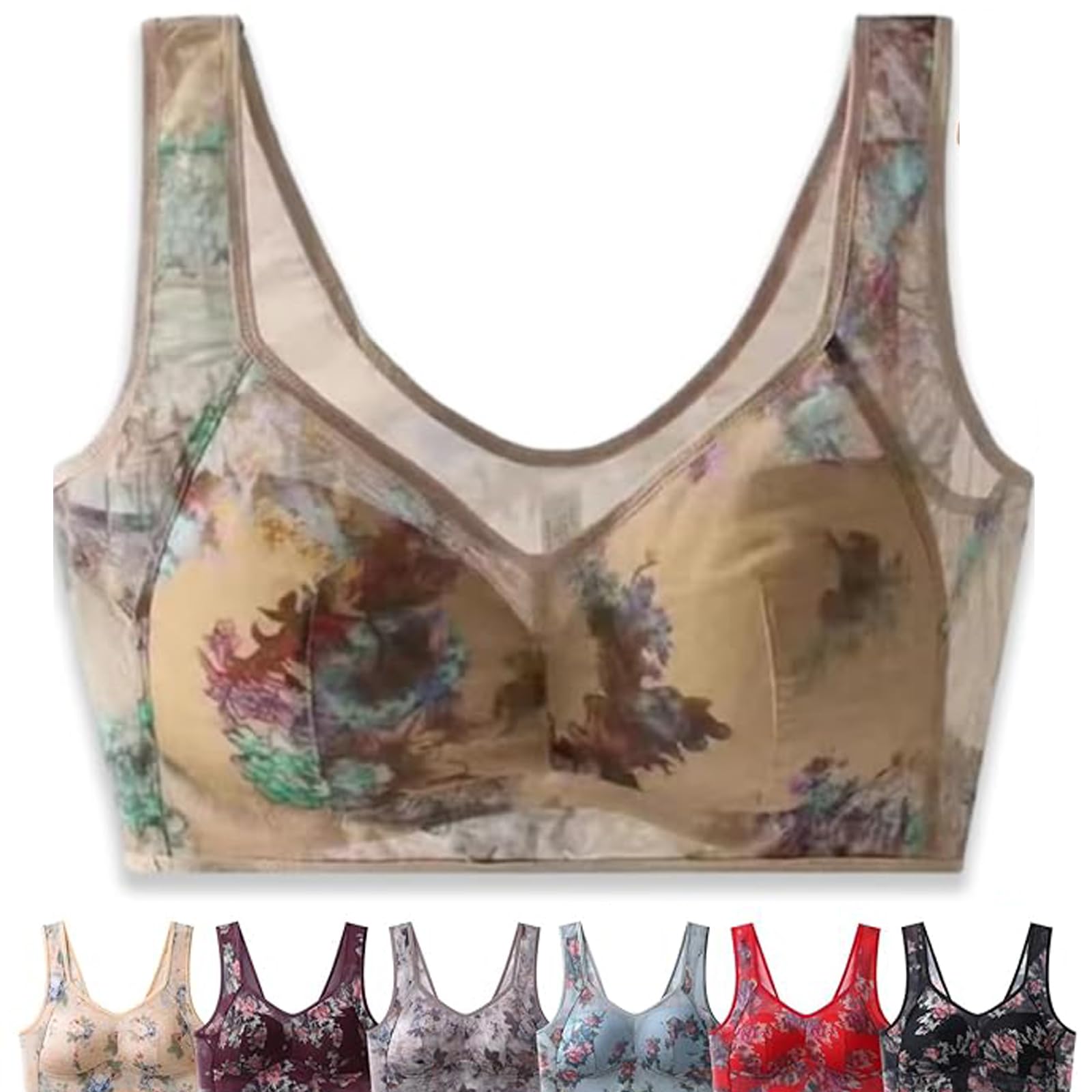 Generic Elle Bloom Ice Silk Lace Bra,Elle Bloom Ice Silk Lace Cooling Comfort Bra,Ellebloom Lace Buttonless Comfortable Bra