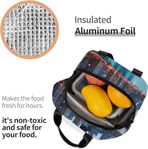 Miniatura 4 de Lonchera de trabajo, bolsa de almuerzo de viaje Chicago para mujeres y hombres, contenedor de almuerzo aislado reutilizable de gran capacidad