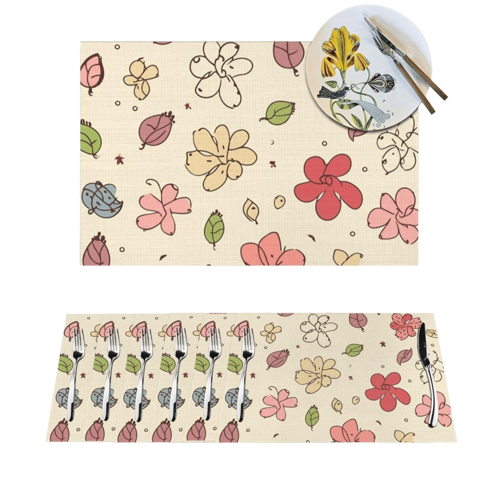 Sets de table en PVC thermorésistants et lavables au joli design floral pour la maison