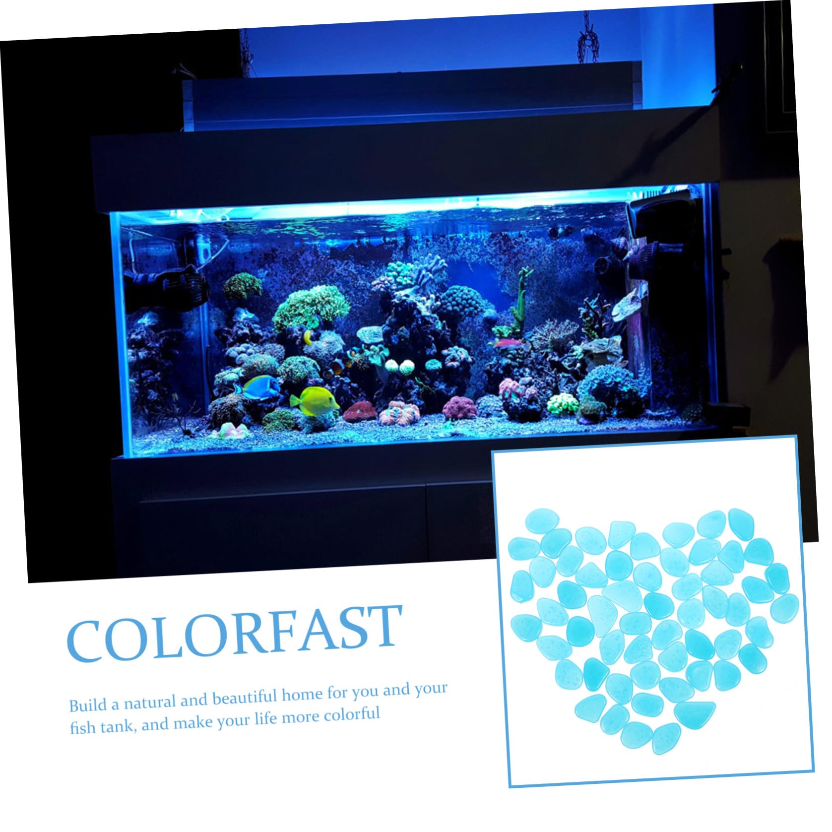 500 Piezas pecera de Piedra Fluorescente Rocas de Acuario a Granel Rocas noctilucentes Rocas de pecera Piedra Acuario Adornos Acuario Piedras de Acuario Rocas Luminosas Resina Blue