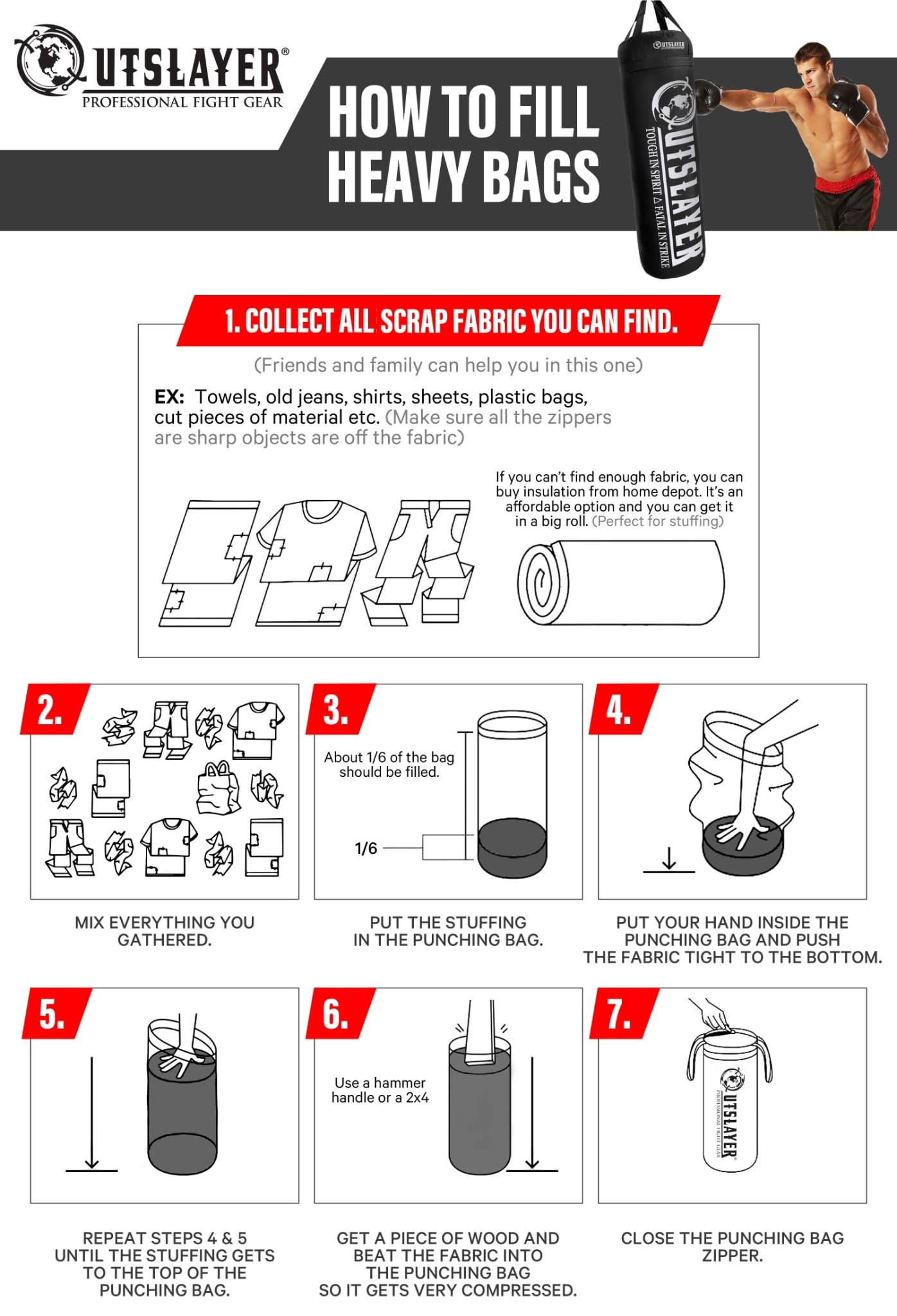 Outslayer 140 lb Boxing Bag for Boxing and MMA - Made in USA (Black, Unfilled Without Bottom D-Ring)