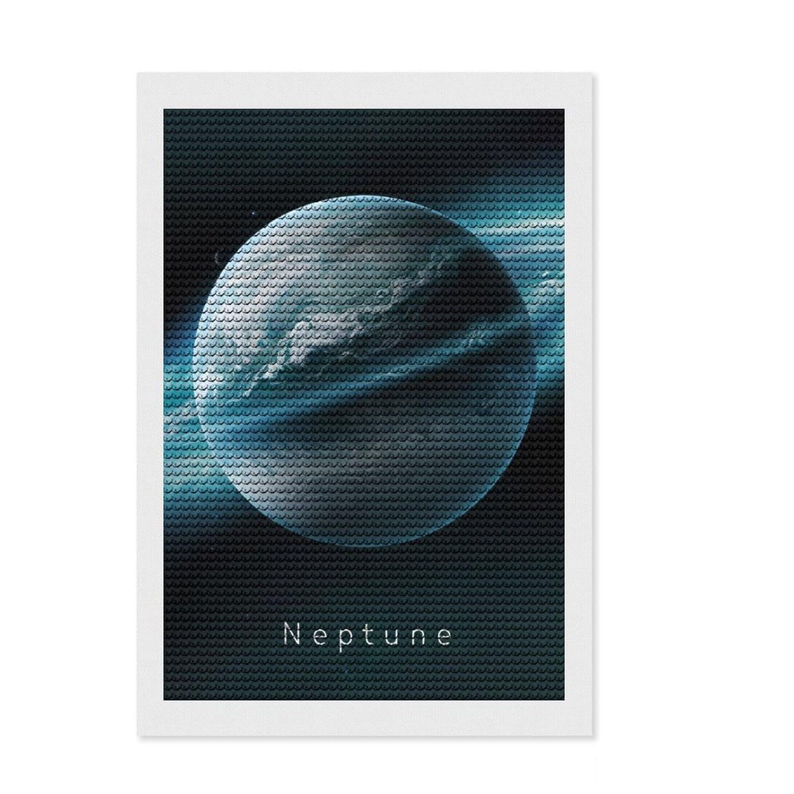Junmoney Planet Neptune in Space Diamond Painting Kit 8"x12", Easy Handmade Project, Easy to Enjoy, Aesthetic Room Decor, Christmas Gift