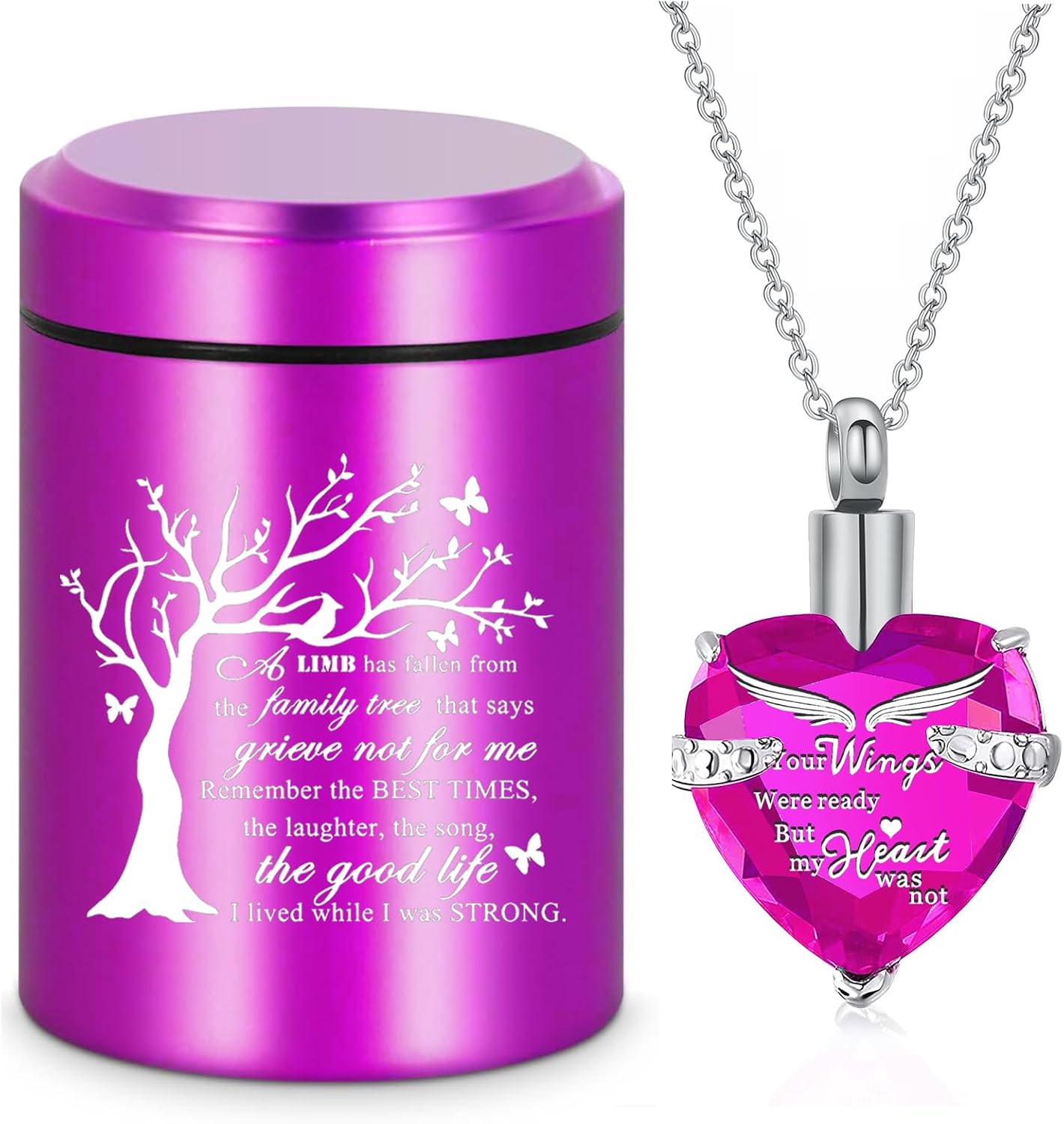 Small Mini Urns for Human Ashes Keepsake Tree of Life Sharing Urns for Female Male, Heart Cremation Jewelry Urn Necklaces for Ashes for Women Men, Purple