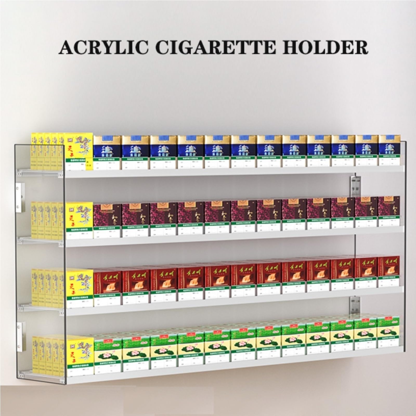 Expositor de cigarrillos montado en la pared, sistema de empuje automático para facilitar la nización y almacenamiento en tiendas de conveniencia, tiendas minoristas y estaciones de servicio