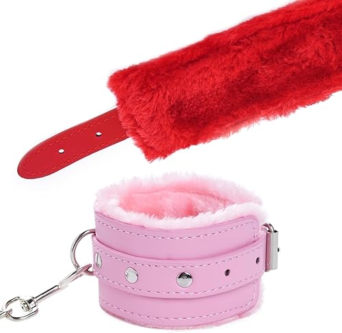 Miniatura 7 de Pulseras de tobillo ajustables SM para adultos, de piel sintética, de felpa para adultos, juego de esposas fetichistas de bondage, juego de sujeción