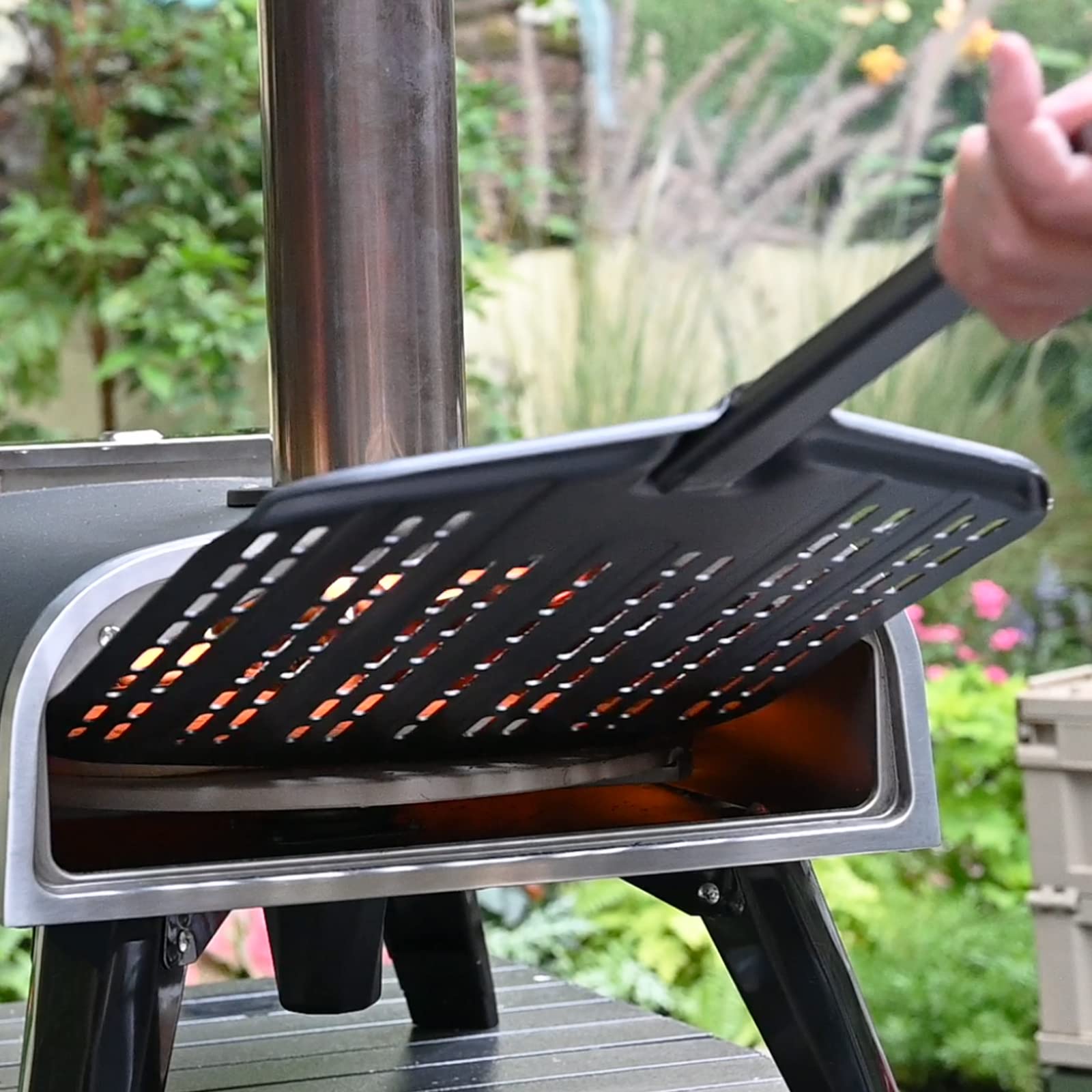Girador de pizza perforado de aluminio anodizado de 12 pulgadas, mango largo extraíble, ligero, accesorio profesional para horno de pizza, herramientas grandes para hornear, espátula de pizza