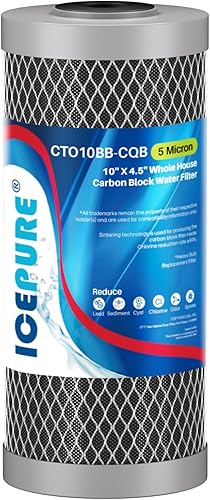 Miniatura 12 de ICEPURE CTO10BB-KDF - Filtro de agua para toda la casa de 5 micrones, 4.5 x 10 pulgadas, carbón activado con cáscara de coco y KDF, filtro de agua