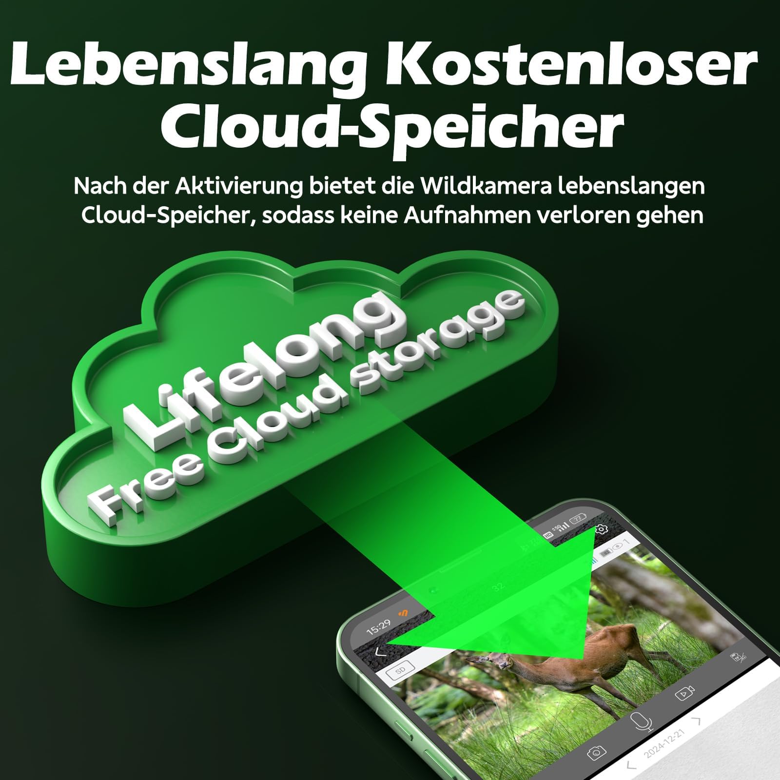 VOOPEAK 4G LTE Wildkamera mit SIM Karte, Wildtierkamera mit Handyübertragung App, 32MP 1080P Jagdkamera mit unsichtbarer Nachtsicht, 120° Weitwinkel, IP66 Wasserdicht Kamera für Wildbeobachtung