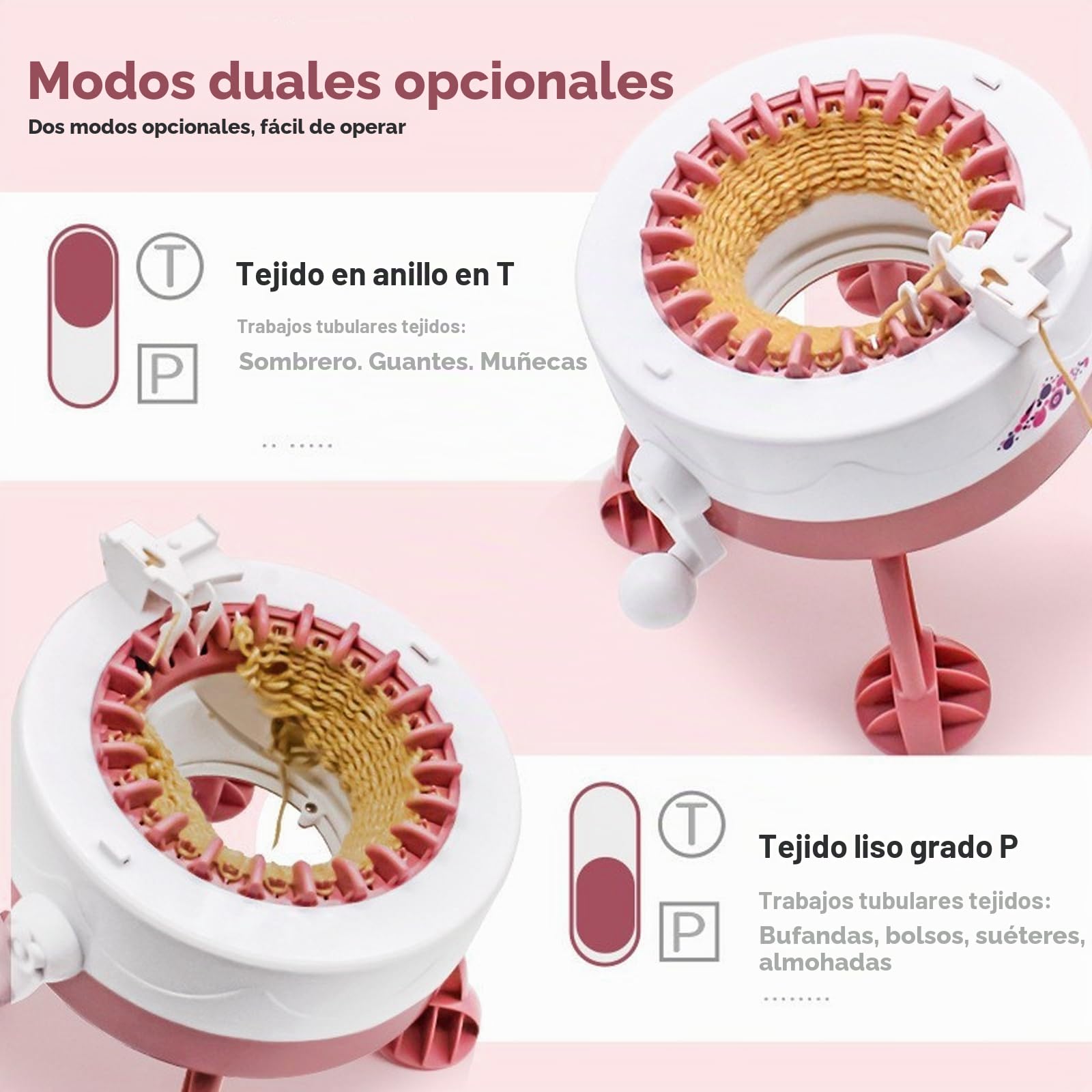 Máquina de Tejer,22 Agujas Maquina de Tejer Circular para Tejer a Mano de Plástico, Tabla de Tejer Giratoria Maquina Tejer de Doble Modo,Máquina para Hacer Punto para Tejer Bufandas,Sombreros